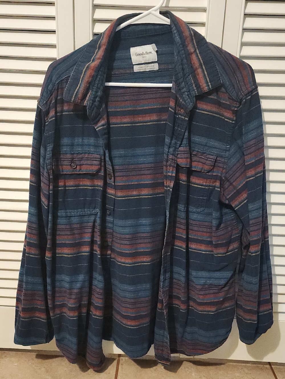 Goodfellow & Co Teal and Rust Striped Shirt Jacket